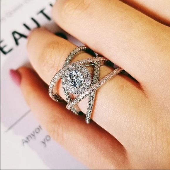 NEW ROSE GOLD 925 STERLING SILVER DIAMOND RING - Picture 3 of 5